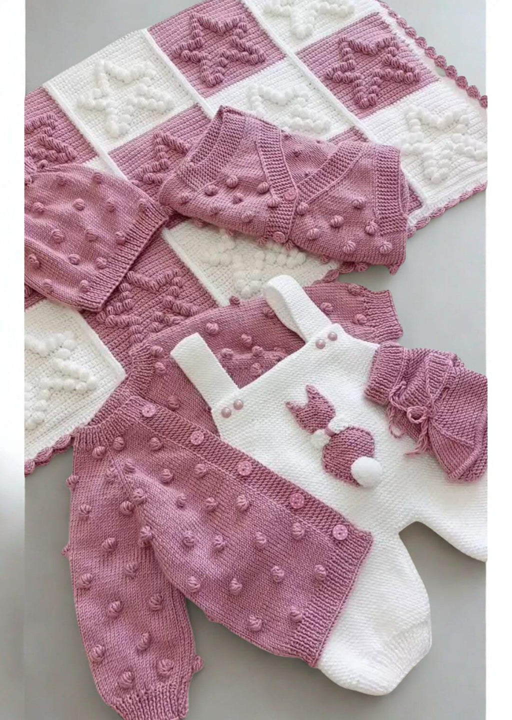 Handmade Crochet Baby Varsity Outfit Set | Jacket & Matching Booties | Velanest
