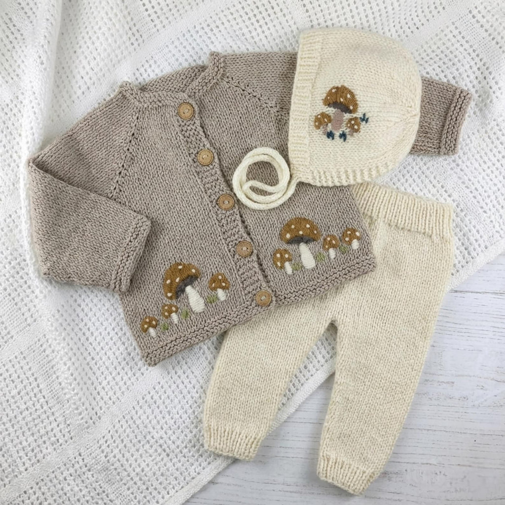 Handmade Crochet Baby Mushroom Outfit Set | Hat, Shirt & Pants | Velanest