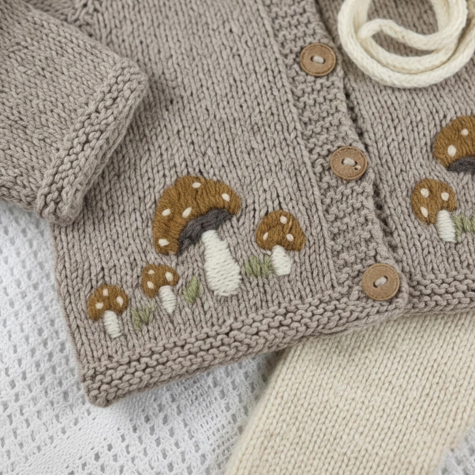 Handmade Crochet Baby Mushroom Outfit Set | Hat, Shirt & Pants | Velanest