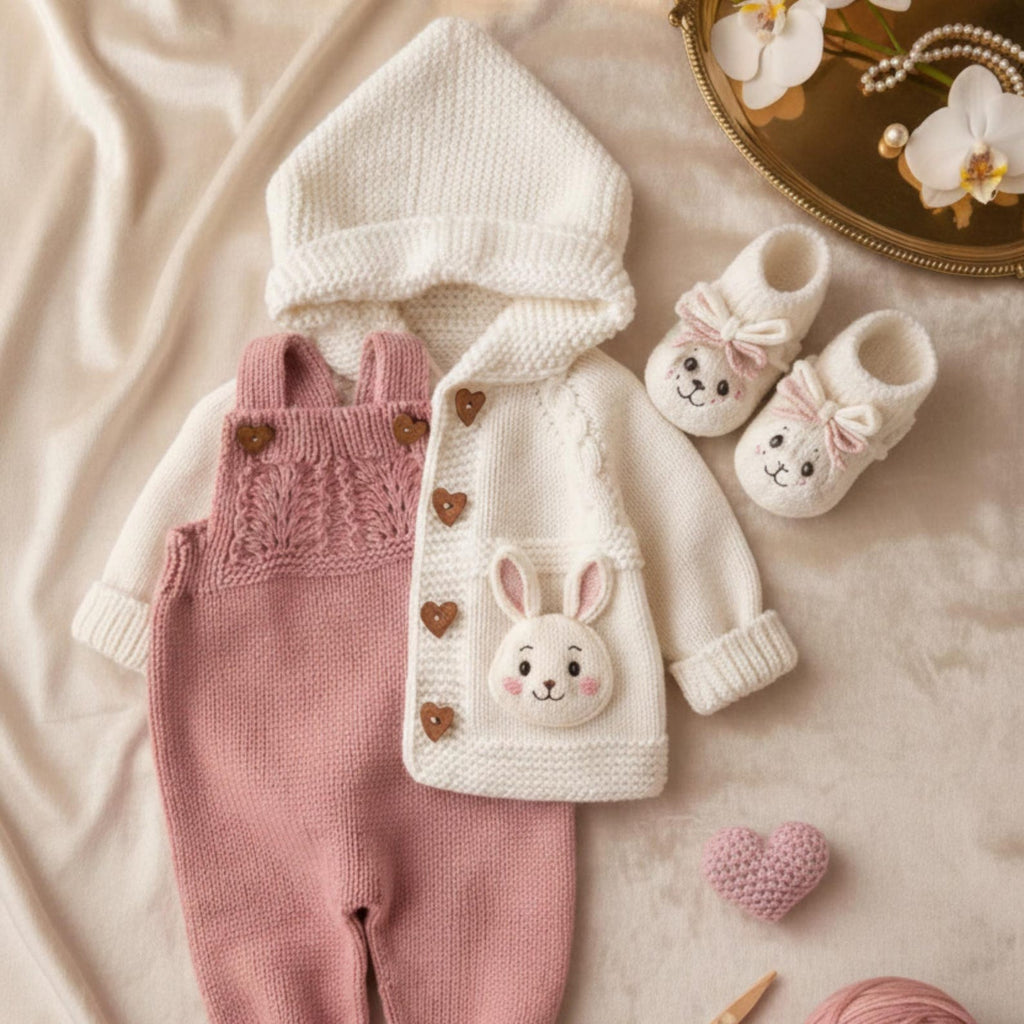Handmade Crochet Bunny Baby Girl Outfit Set | Velanest