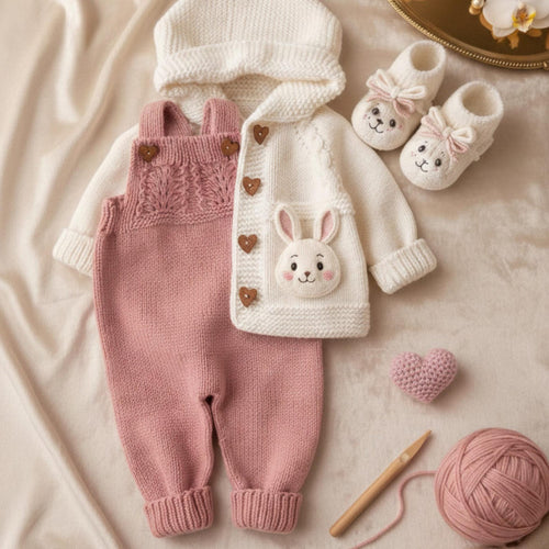 Handmade Crochet Bunny Baby Girl Outfit Set | Velanest