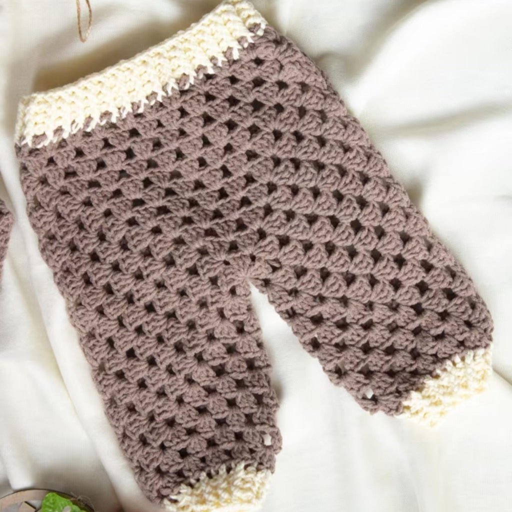 Handmade Crochet Baby Cardigan & Pants Set | Cozy Neutral Newborn Outfit | Velanest